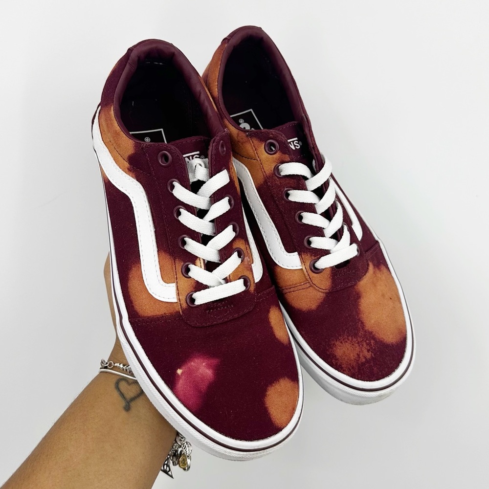 Vans Canvas Custom Upcycled Bleach Splatter Shoes Women's Size